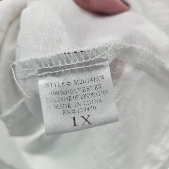 White Embroidered V-Neck Gauze Blouse - Picture 13 of 13